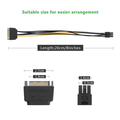 20cm SATA 15 Pin to 6 Pin PCI Express Graphics Video Card Sata Power Cable by buy2fix