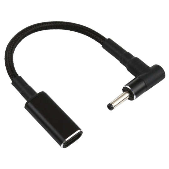 PD 100W 18,5-20V 3,0 x 1,0 mm coude vers adaptateur USB-C / Type-C câble tressé en nylon