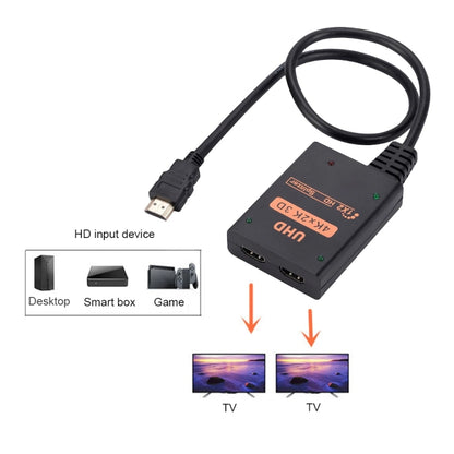 1 into 2 out HDMI 4K HD Video Splitter, with Cable - Splitter by buy2fix | Online Shopping UK | buy2fix