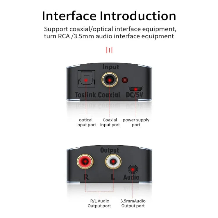 Digital to Analog 3.5 Coaxial Audio Converter, Host + USB Cable - RCA Adapter by buy2fix | Online Shopping UK | buy2fix