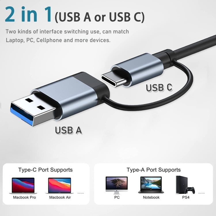 BYL-2207TU 2 in 1 USB + Type-C to RJ45 Docking Station HUB Adapter by buy2fix