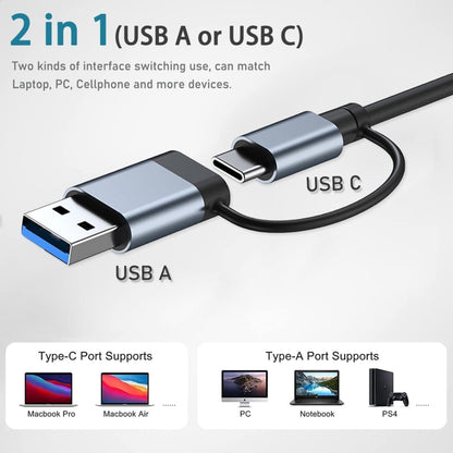 BYL-2207TU 2 in 1 USB + Type-C to RJ45 Docking Station HUB Adapter by buy2fix