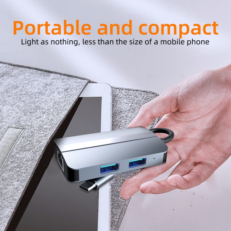 BYL-2112 5 in 1 USB-C / Type-C to USB Multifunctional Docking Station HUB Adapter by buy2fix