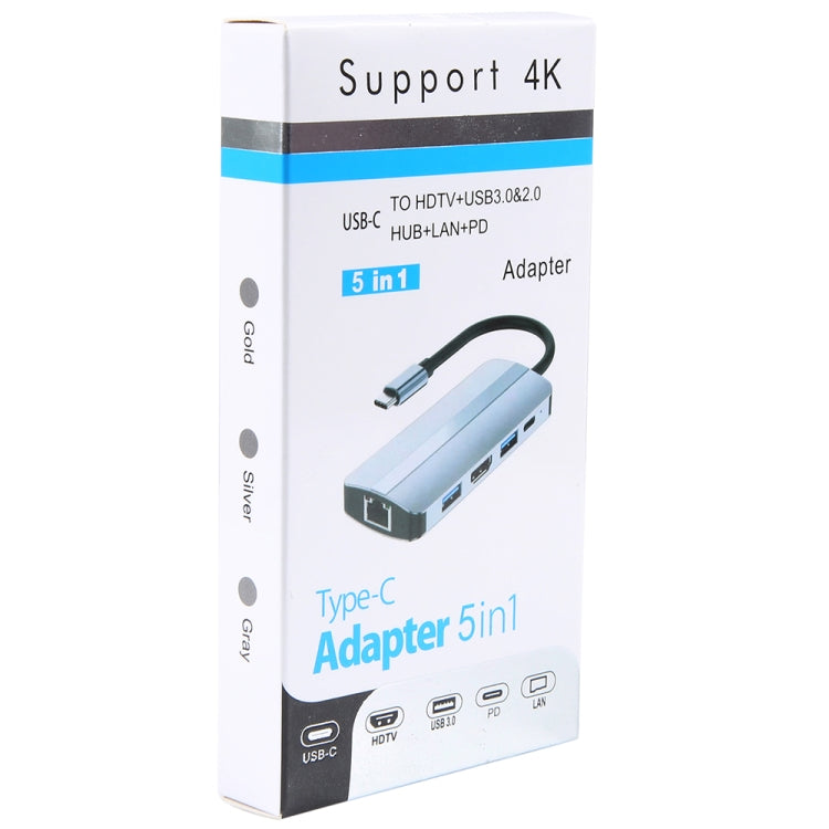 BYL-2109 5 in 1 USB-C / Type-C to USB Multifunctional Docking Station HUB Adapter by buy2fix