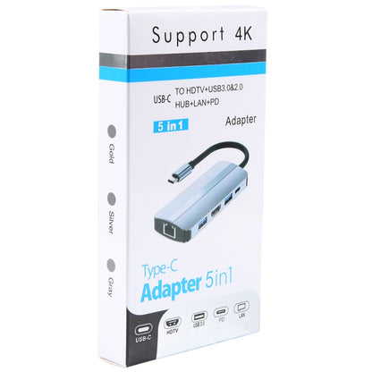 BYL-2109 5 in 1 USB-C / Type-C to USB Multifunctional Docking Station HUB Adapter by buy2fix