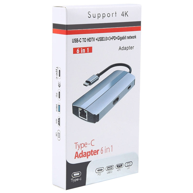 BYL-2209 6 in 1 USB-C / Type-C to USB Multifunctional Docking Station HUB Adapter by buy2fix