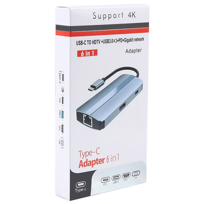 BYL-2209 6 in 1 USB-C / Type-C to USB Multifunctional Docking Station HUB Adapter by buy2fix