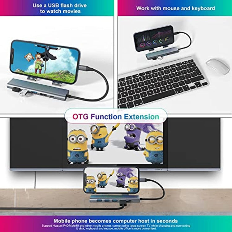 BYL-2210 6 in 1 USB-C / Type-C to USB Multifunctional Docking Station HUB Adapter with 1000M Network Port - USB HUB by buy2fix | Online Shopping UK | buy2fix