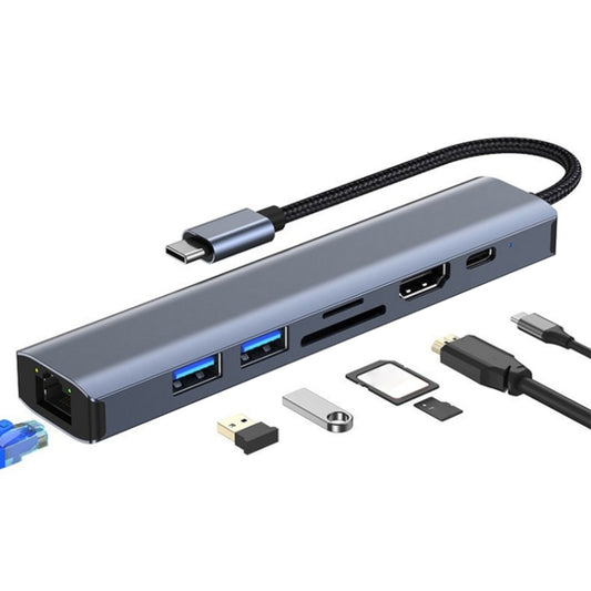 BYL-2303 7 in 1 USB-C / Type-C to USB Multifunctional Docking Station HUB Adapter - USB HUB by buy2fix | Online Shopping UK | buy2fix