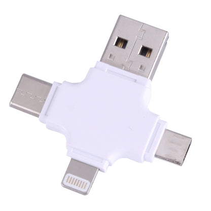 4 in 1 USB-C / Type-C & USB 2.0 & Micro USB & 8 Pin TF Card Reader for MacBook, PC, Laptop, Smart Phone with OTG Function, Support FAT32 & exFAT(White) by buy2fix