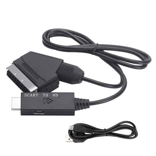 Scart To HDMI-Compatible Converter Video Audio Adapter Cable (Black)