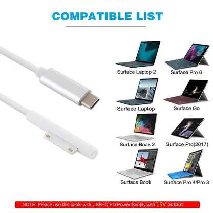 Surface Pro 7 / 6 / 5 to USB-C / Type-C Male Interfaces Power Adapter Charger Cable for Microsoft Surface Pro 7 / 6 / 5 / 4 / 3 / Microsoft Surface Go(White) - Power Cord by buy2fix | Online Shopping UK | buy2fix