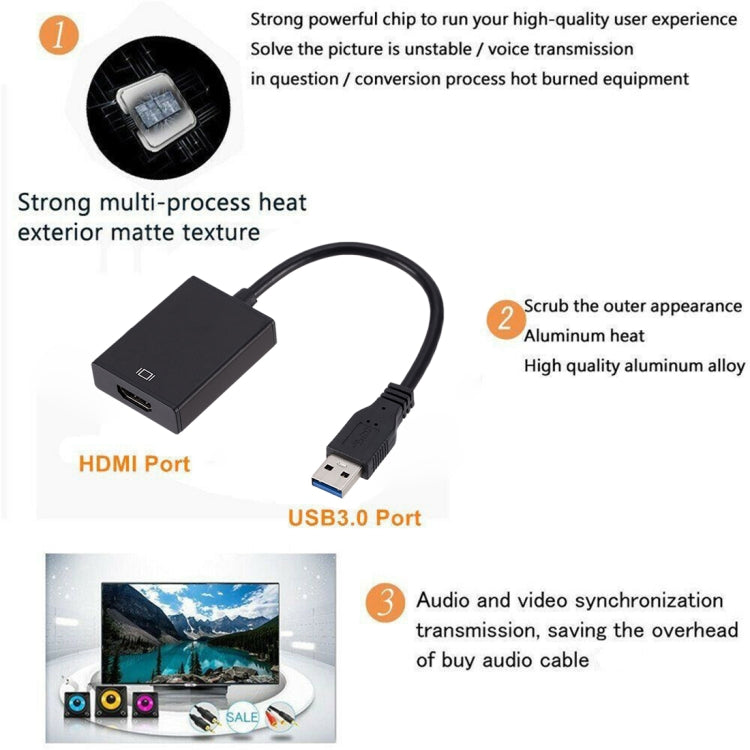 External Graphics Card Converter Cable USB3.0 to HDMI(Black) - Converter by buy2fix | Online Shopping UK | buy2fix