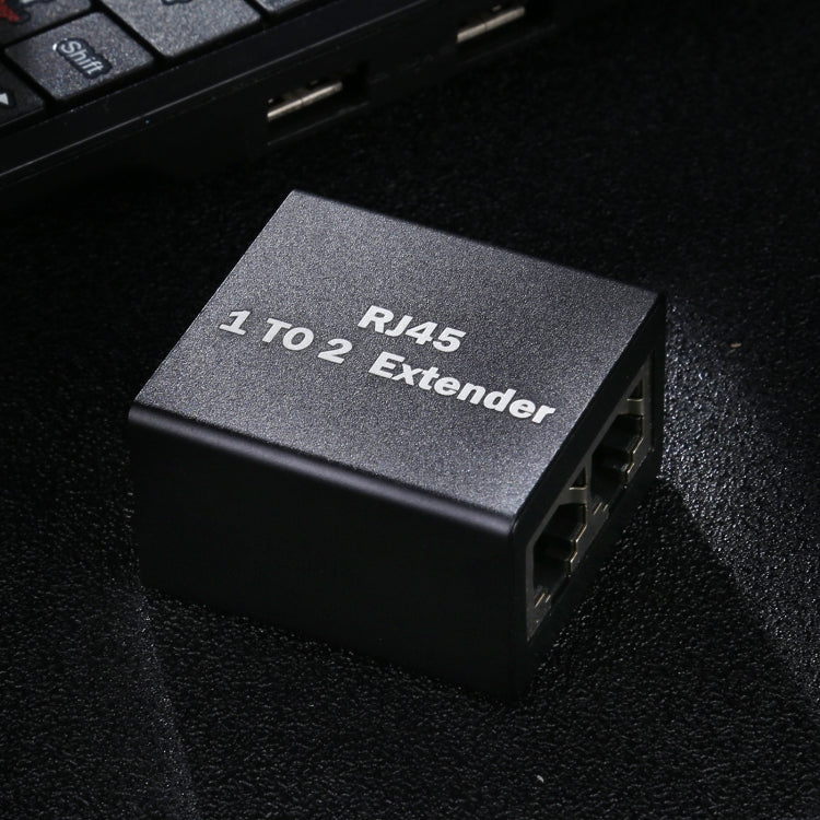 RJ45 1 to 2 Aluminum Alloy Expansion Head Extender (Black) by buy2fix