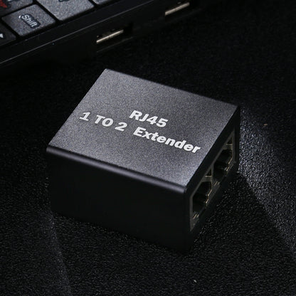 RJ45 1 to 2 Aluminum Alloy Expansion Head Extender (Black) by buy2fix