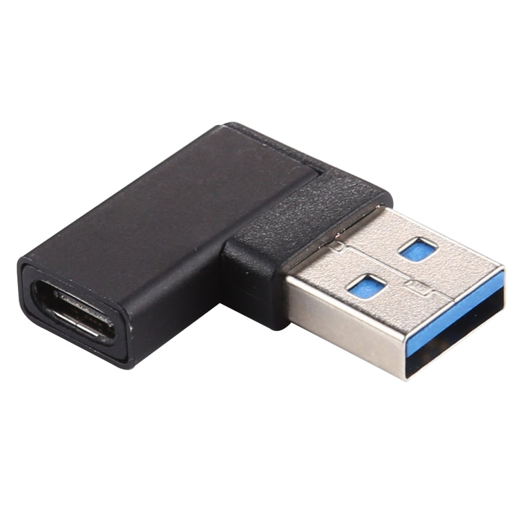 Type-C / USB-C Female to USB 3.0 Male 90 Degree Elbow Head Aluminium Alloy Adapter (Black) by buy2fix