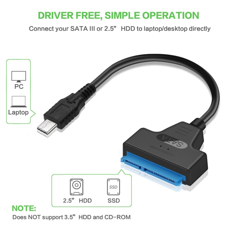 USB-C / Type-C 3.1 Male to SATA (15 Pin + 7 Pin) HDD Data Converter Cable, Length: 20cm - eSATA & SATA & IDE by buy2fix | Online Shopping UK | buy2fix