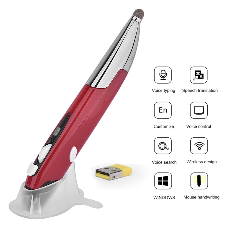 PR-06S 4-keys Smart Wireless Optical Mouse with Stylus Pen Function, Support Voice Operation / Translation (Red) by buy2fix