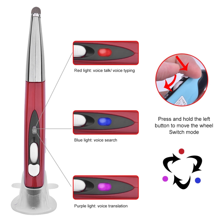 PR-06S 4-keys Smart Wireless Optical Mouse with Stylus Pen Function, Support Voice Operation / Translation (Red) by buy2fix