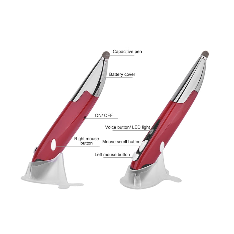PR-06S 4-keys Smart Wireless Optical Mouse with Stylus Pen Function, Support Voice Operation / Translation (Red) by buy2fix