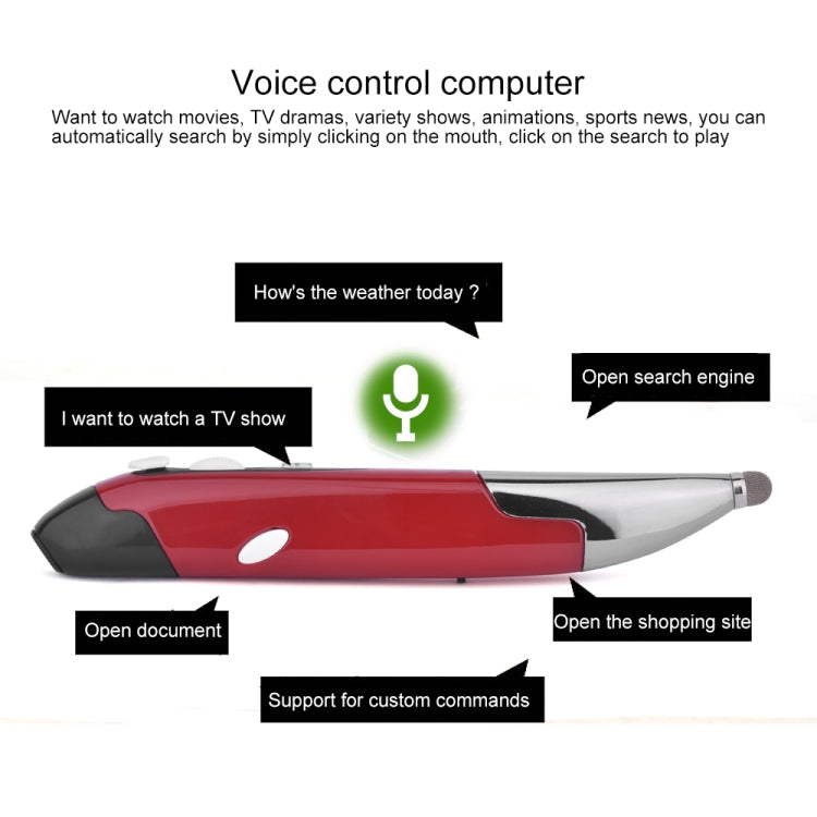 PR-06S 4-keys Smart Wireless Optical Mouse with Stylus Pen Function, Support Voice Operation / Translation (Red) by buy2fix