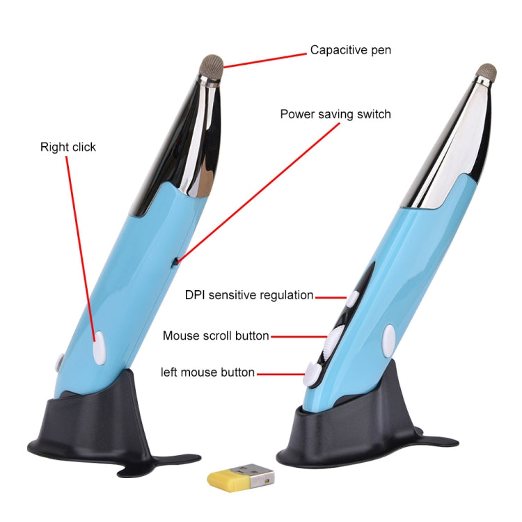 PR-06 4-keys Smart Wireless Optical Mouse with Stylus Pen Function (Blue) by buy2fix