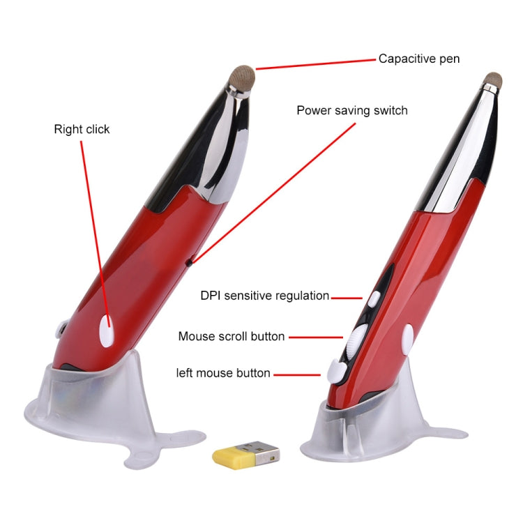 PR-06 4-keys Smart Wireless Optical Mouse with Stylus Pen Function (Red) by buy2fix