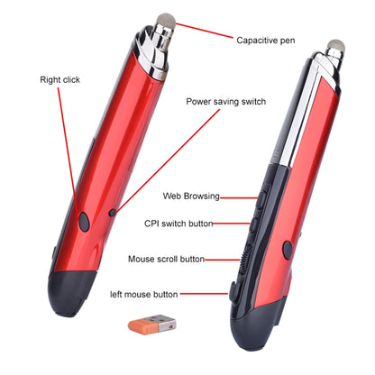 PR-08 6-keys Smart Wireless Optical Mouse with Stylus Pen & Laser Function (Red) by buy2fix