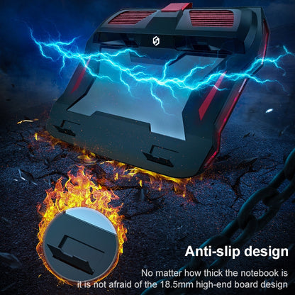 SSRQ-021S Red Light + Adapter Version Flank Glowing Dual-fan Laptop Radiator Two-speed Adjustable Computer Base for Laptops Under 18 inch, US Plug - Cooling Pads by buy2fix | Online Shopping UK | buy2fix