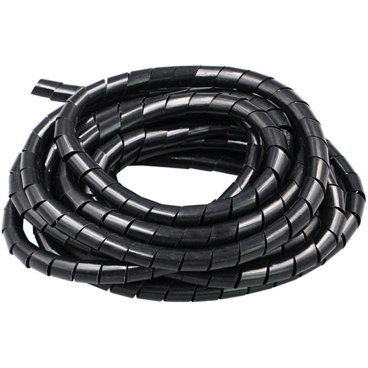 15m PE Spiral Pipes Wire Winding Organizer Tidy Tube, Nominal Diameter: 6mm(Black) by buy2fix