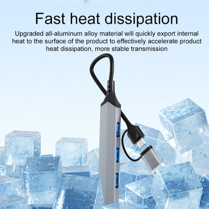 V252B 4 in 1 USB + USB-C/Type-C to USB Multifunctional Docking Station HUB Adapter by buy2fix