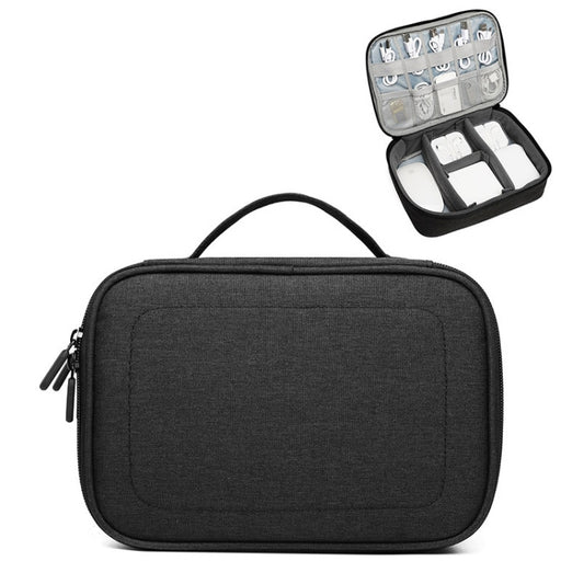 Multi-function Headphone Charger Data Cable Storage Bag, Single Layer Storage Bag, Size: 23x16x7cm(Black) by buy2fix