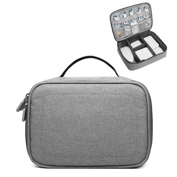Multi-function Headphone Charger Data Cable Storage Bag, Single Layer Storage Bag, Size: 23x16x7cm(Grey) by buy2fix
