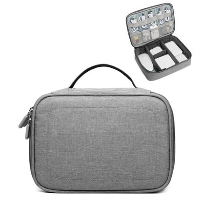 Multi-function Headphone Charger Data Cable Storage Bag, Single Layer Storage Bag, Size: 23x16x7cm(Grey) by buy2fix
