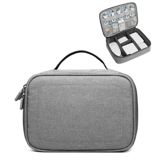 Multi-function Headphone Charger Data Cable Storage Bag, Single Layer Storage Bag, Size: 23x16x7cm(Grey) by buy2fix