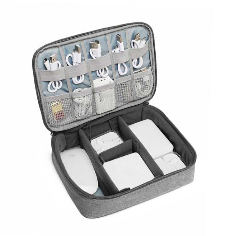 Multi-function Headphone Charger Data Cable Storage Bag, Single Layer Storage Bag, Size: 23x16x7cm(Grey) by buy2fix