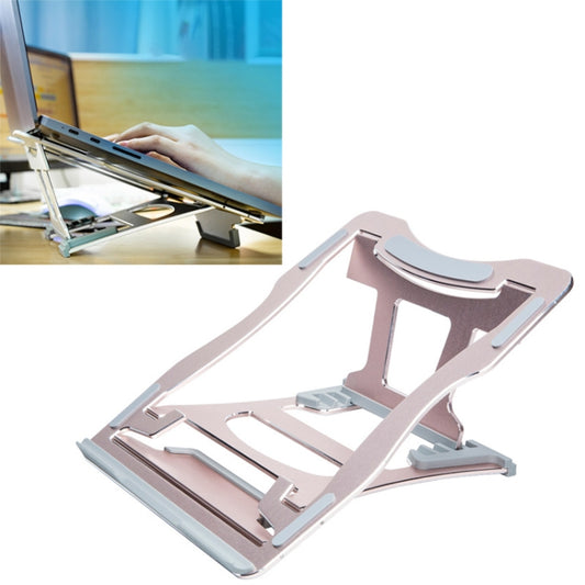 Aluminum Alloy Cooling Holder Desktop Portable Simple Laptop Bracket, Six-stage Support, Size: 21x26cm (Rose Gold) by buy2fix
