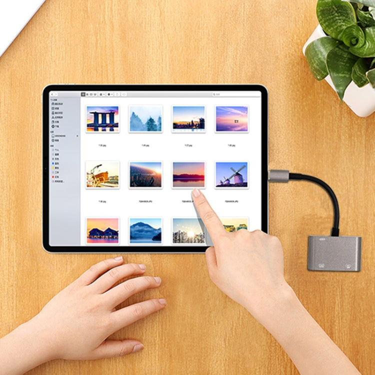 NK-109KEY 3 in 1 8 Pin Male to USB + USB Keyboard Female OTG Adapter by buy2fix