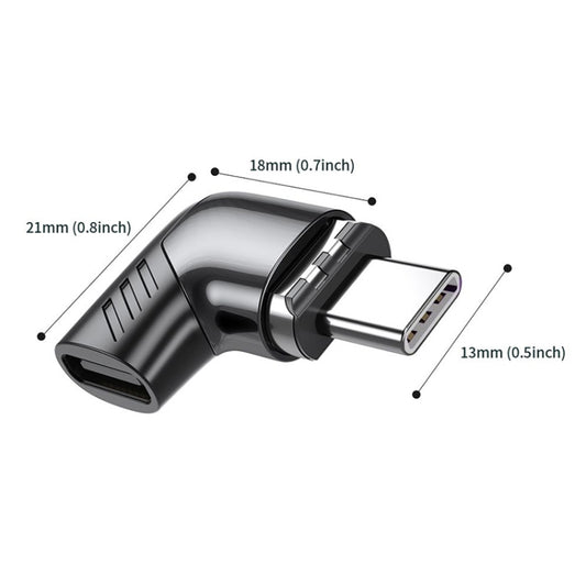 X20 100W PD USB-C / Type-C Female to USB-C / Type-C Elbow Magnetic Charging Adapter(Black) - Charging Cable & Head by buy2fix | Online Shopping UK | buy2fix