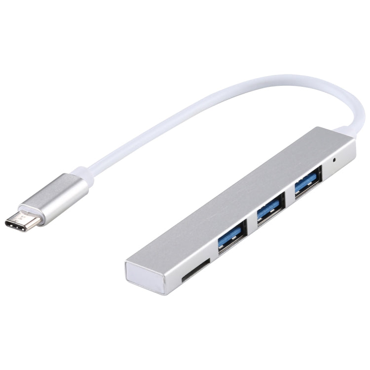 T-818 TF + 3 x USB 3.0 to USB-C / Type-C HUB Adapter (Silver) by buy2fix