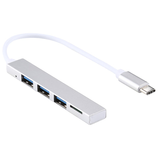 T-818 TF + 3 x USB 3.0 to USB-C / Type-C HUB Adapter (Silver) by buy2fix
