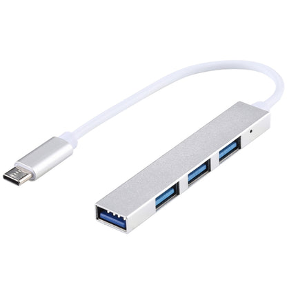T-818 4 x USB 3.0 to USB-C / Type-C HUB Adapter (Silver) by buy2fix