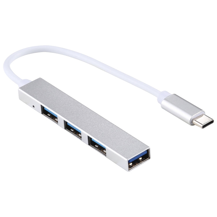 T-818 4 x USB 3.0 to USB-C / Type-C HUB Adapter (Silver) by buy2fix