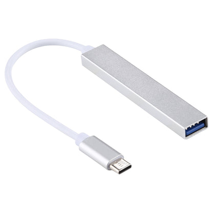 T-818 4 x USB 3.0 to USB-C / Type-C HUB Adapter (Silver) by buy2fix