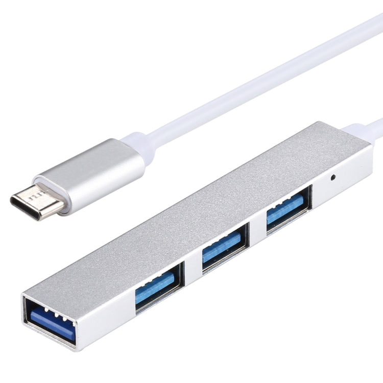 T-818 4 x USB 3.0 to USB-C / Type-C HUB Adapter (Silver) by buy2fix