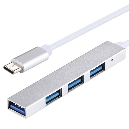 T-818 4 x USB 3.0 to USB-C / Type-C HUB Adapter (Silver) by buy2fix