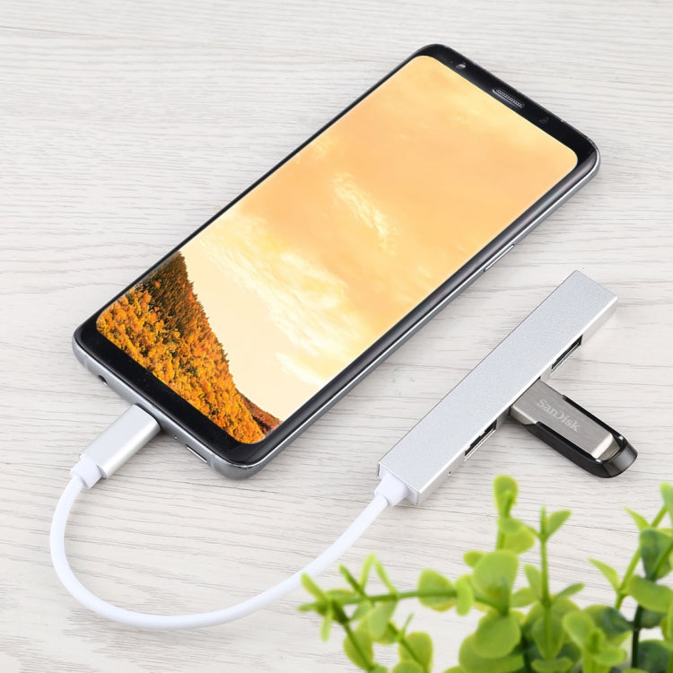 T-818 4 x USB 3.0 to USB-C / Type-C HUB Adapter (Silver) by buy2fix