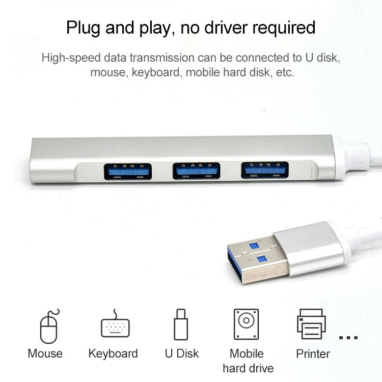 A-809 USB 3.0 + 3 x USB 2.0 to USB 3.0 Aluminum Alloy HUB Adapter(Silver) by buy2fix