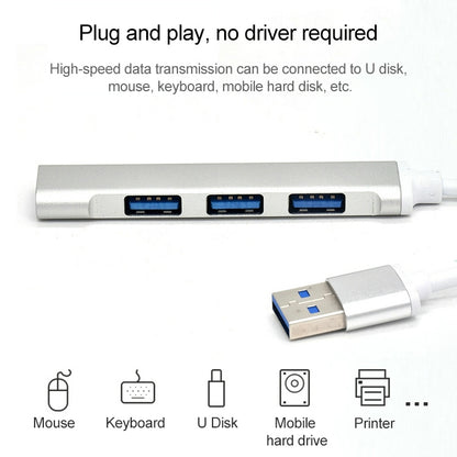 A-809 USB 3.0 + 3 x USB 2.0 to USB 3.0 Aluminum Alloy HUB Adapter(Silver) by buy2fix