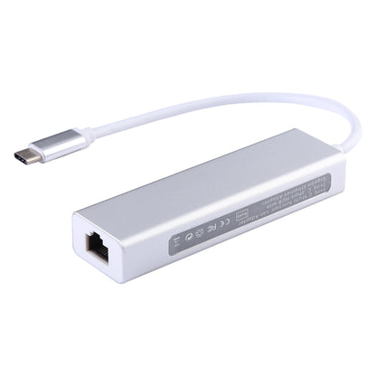 Aluminum Shell 3 USB3.0 Ports HUB + USB-C / Type-C Gigabit Ethernet Adapter by buy2fix